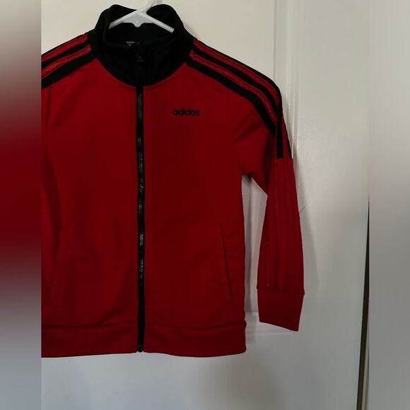 Adidas Red & Black Boy Track Jacket Size 6 - Picture 6 of 10